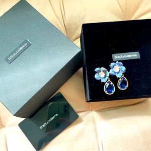 Dolce & Gabbana blue and gold earrings.